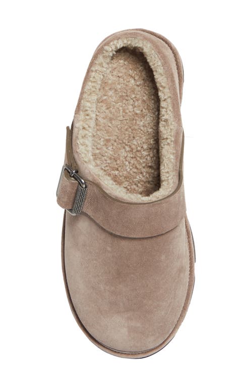 Brunello Cucinelli Monili Trim Genuine Shearling Lined Clog In Brown