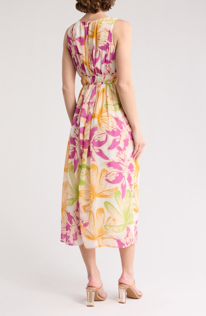 Floral Print Chiffon Midi Dress
