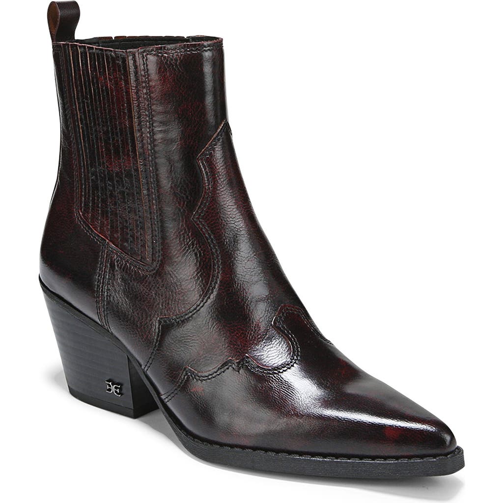 Sam Edelman West Ankle Boot Merlot Leather In Burgundy