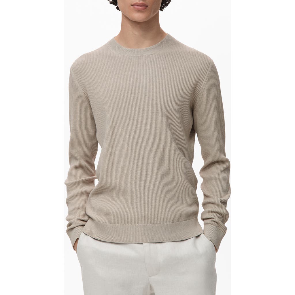 Mango Regular Fit Crewneck Rib Sweater In Gray