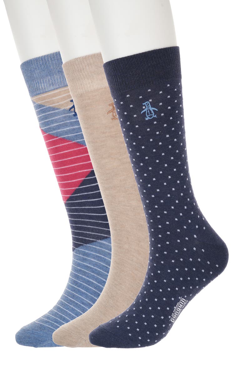 Owens Dot Assorted 3-Pack Crew Socks, Main, color, NAVY