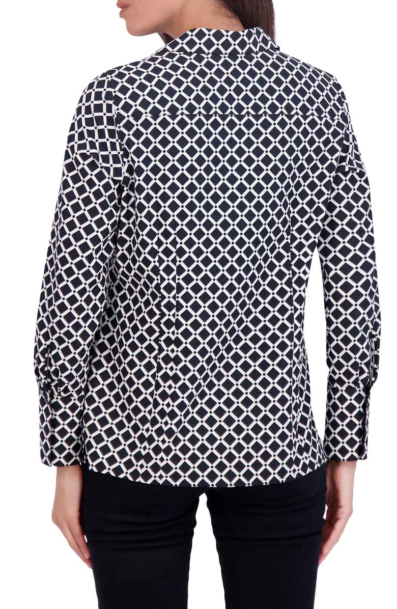 Foxcroft Katie Diamond Grid Print Cotton Button-Up Shirt, Alternate, color, 