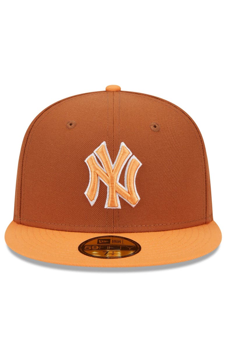 New Era Men's New Era Brown/Orange New York Yankees Spring Color Basic Two-Tone 59FIFTY Fitted Hat, Alternate, color, 
