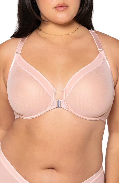 Sheer Mesh Front Clasp Racerback Underwire Bra