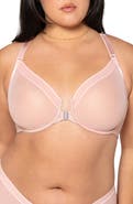Curvy Couture Sheer Mesh Front Clasp Racerback Underwire Bra
