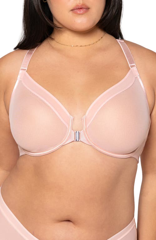 CURVY COUTURE CURVY COUTURE SHEER MESH FRONT CLASP RACERBACK UNDERWIRE BRA 
