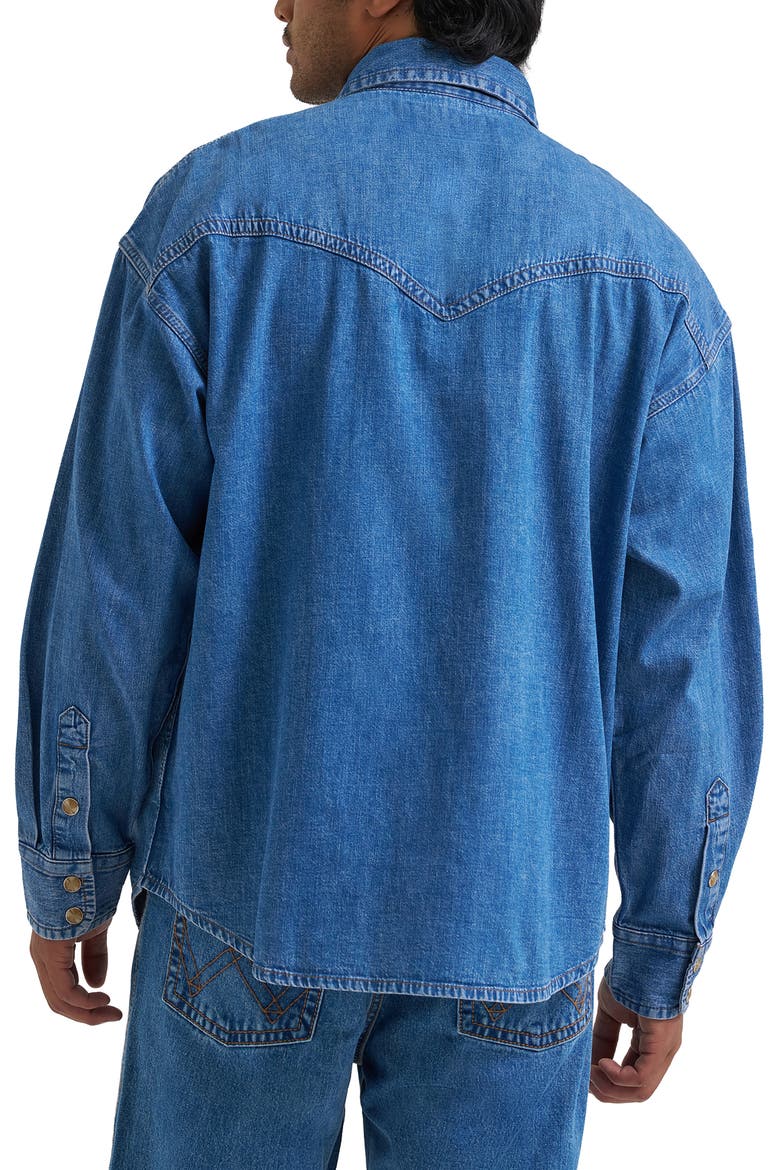 Long Sleeve Denim Western Shirt, Alternate, color, COWBOY FADE