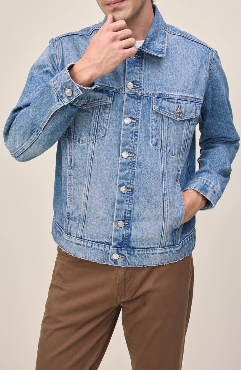 WARP+WEFT Sea Distressed Denim Trucker Jacket, Alternate, color, Fairfax
