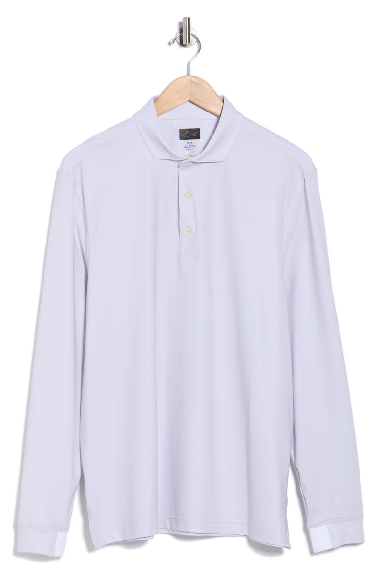 Greg Norman Long Sleeve Knit Golf Polo, Alternate, color, White Combo