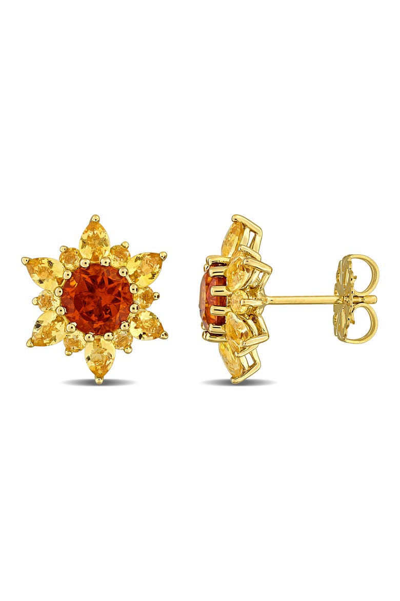 Sterling Silver Citrine Flower Stud Earrings, Main, color, YELLOW