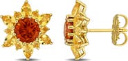 DELMAR Sterling Silver Citrine Flower Stud Earrings