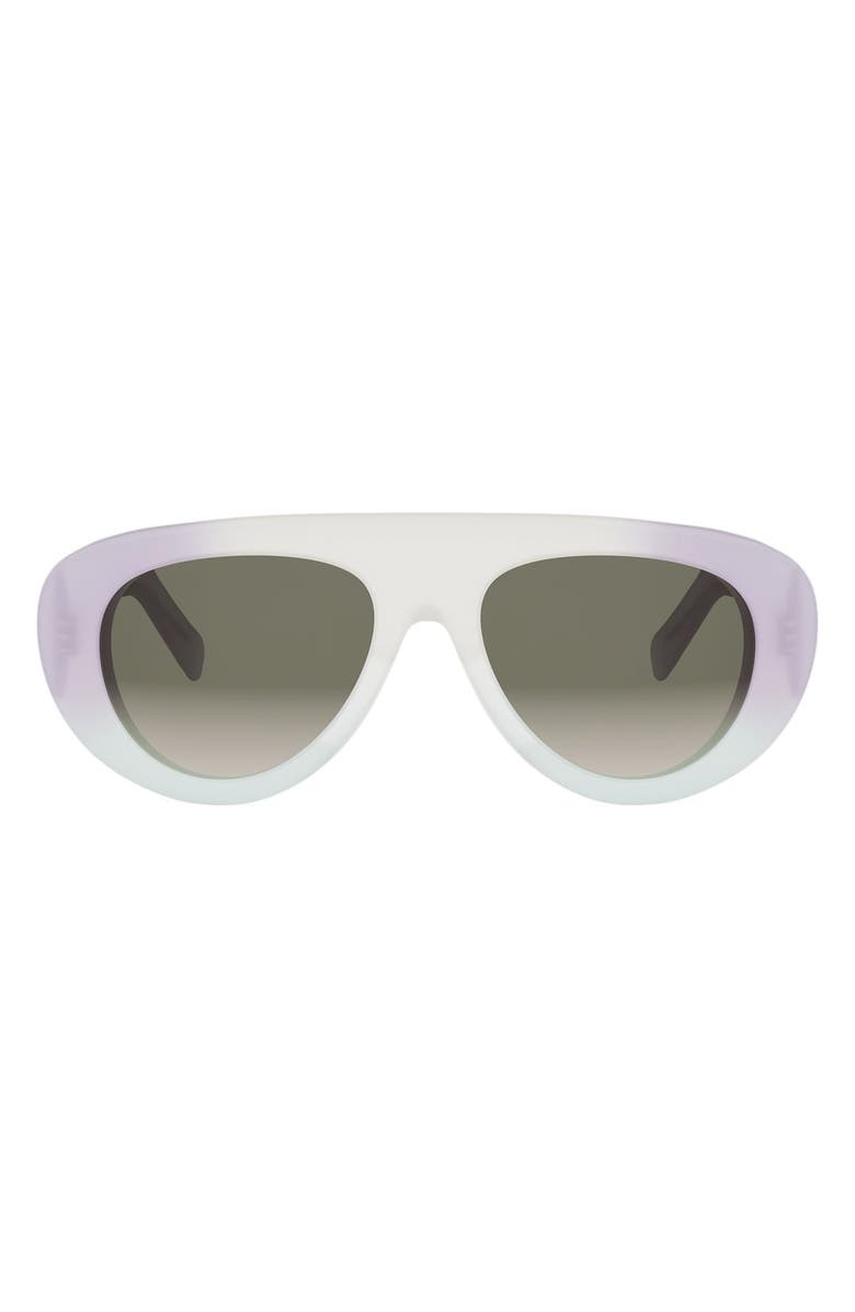 CELINE Triomphe Stamp 57mm Pilot Sunglasses, Main, color, Lilac/ Other / Gradient Brown