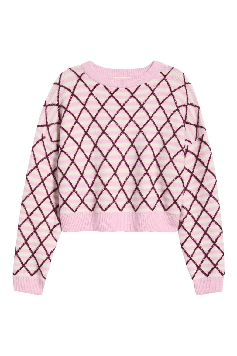 Stitch On Crewneck Sweater, Alternate, color, BORDEAUX