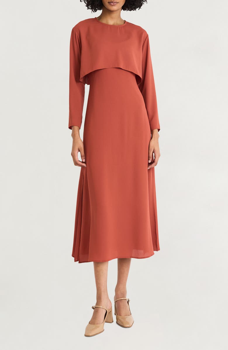 Long Sleeve Georgette Midi Dress
