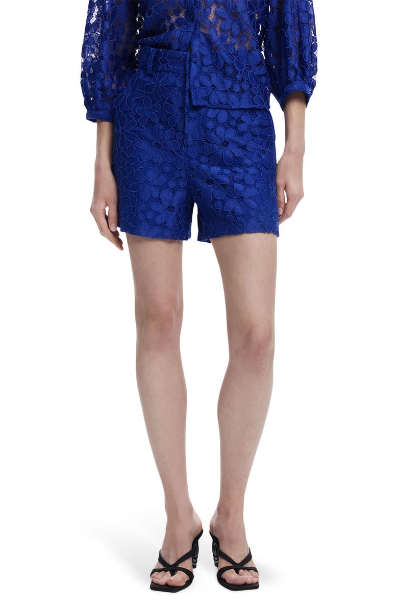 Desigual Floral Lace Shorts, Main, color, Dark Blue