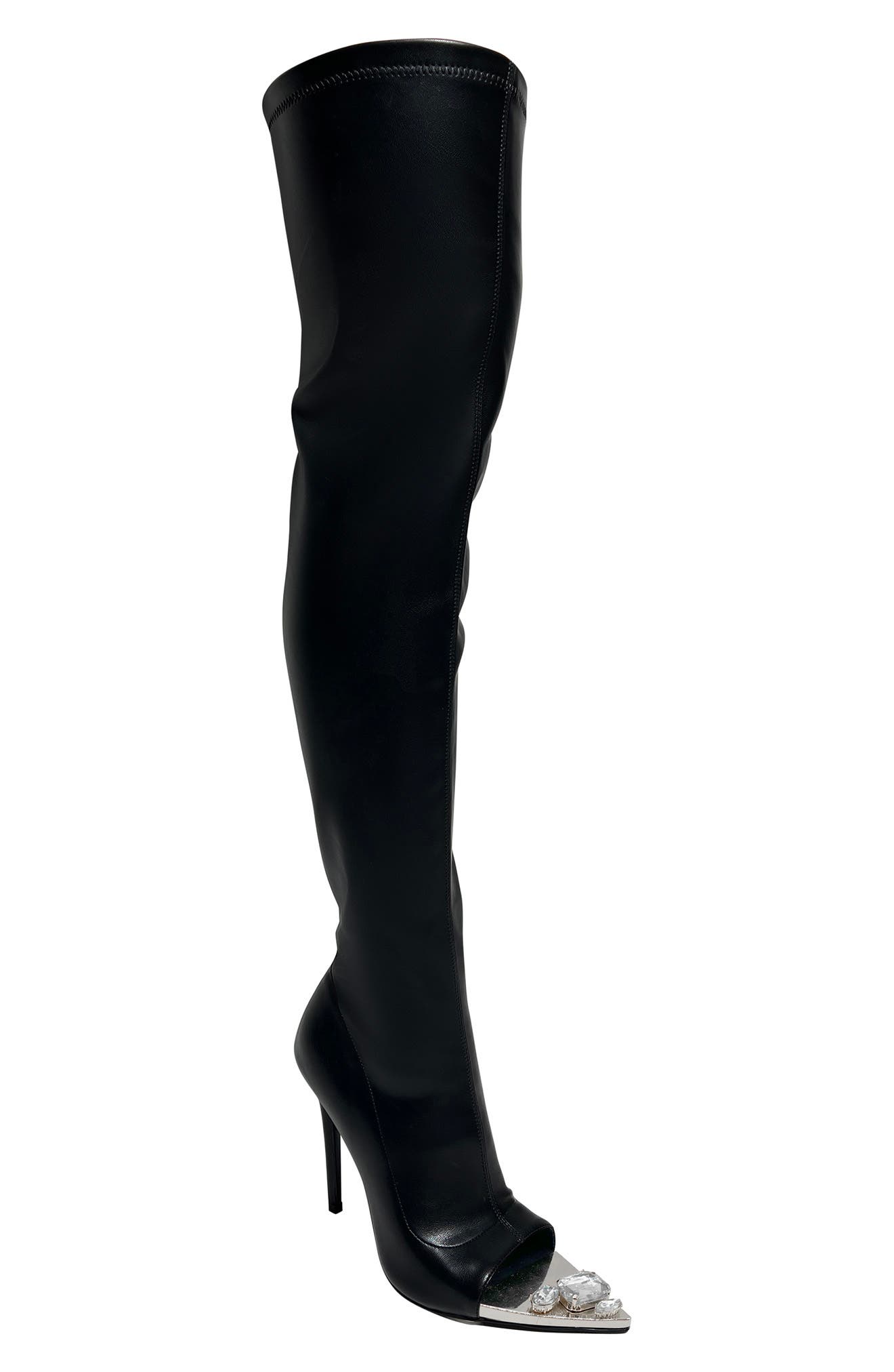 AZALEA WANG Clover Open Toe Thigh High Boot, Main, color, 