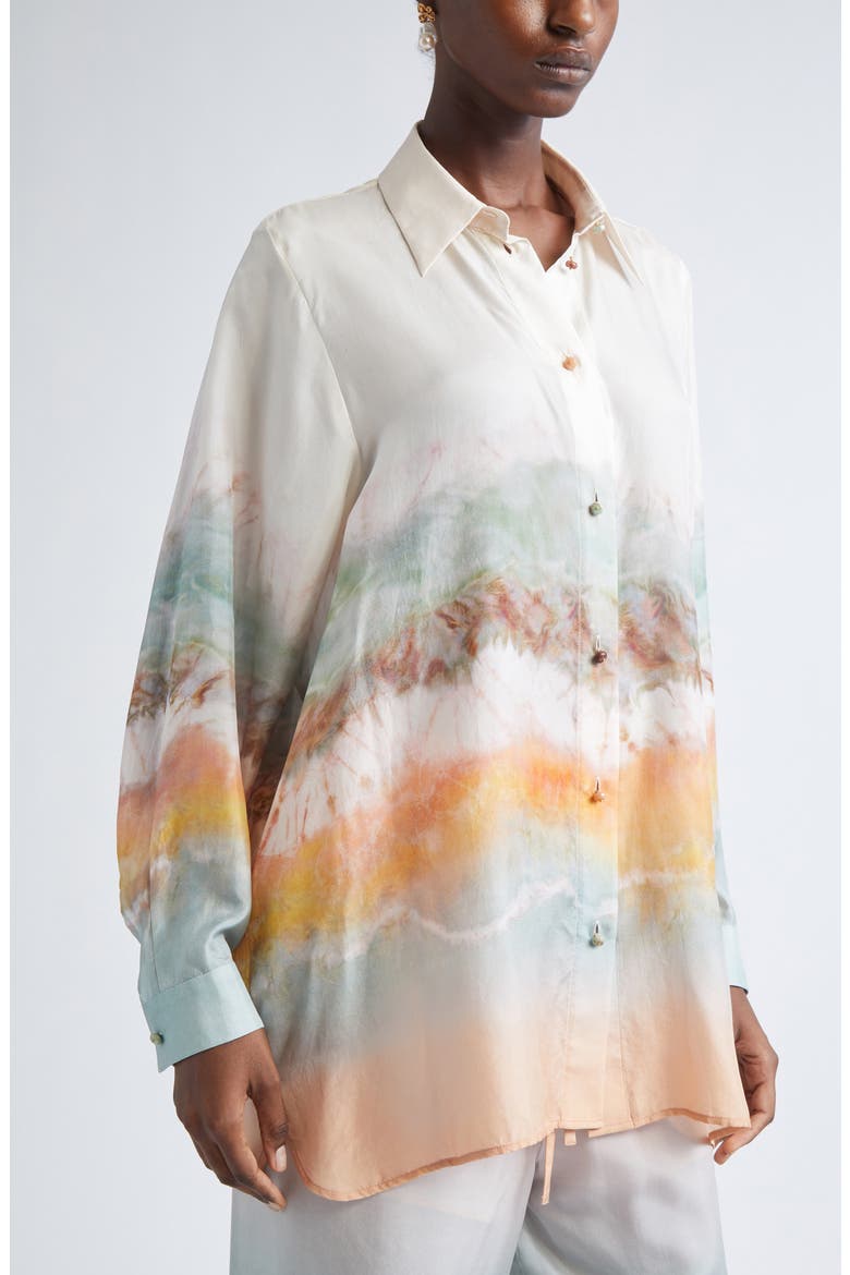 Daylight Relaxed Silk Shirt, Alternate, color, TIE DYE
