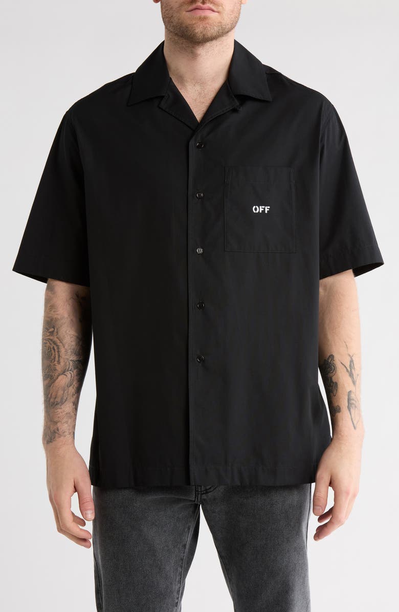 Off-White Brick Arrow Holiday Short Sleeve Cotton Shirt, Main, color,