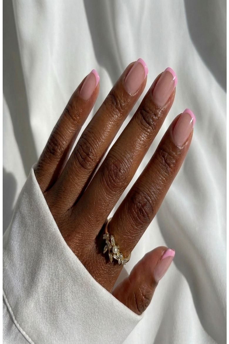 Classic French Square Press On Nails, Alternate, color, Classic Pink