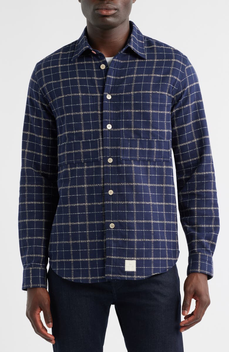 PS Paul Smith Check Regular Fit Cotton Button-Up Shirt, Alternate, color, Very Dark Navy