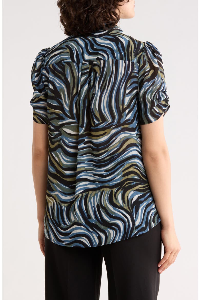 Patterned Pinch Sleeve Button-Up Shirt, Alternate, color, BLUE WAVY SQUIGGLE