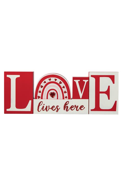 11.75"H Valentine's Wooden LOVE Table Decor