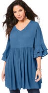 Roaman's Hand Crinkled Flutter Sleeve Tunic