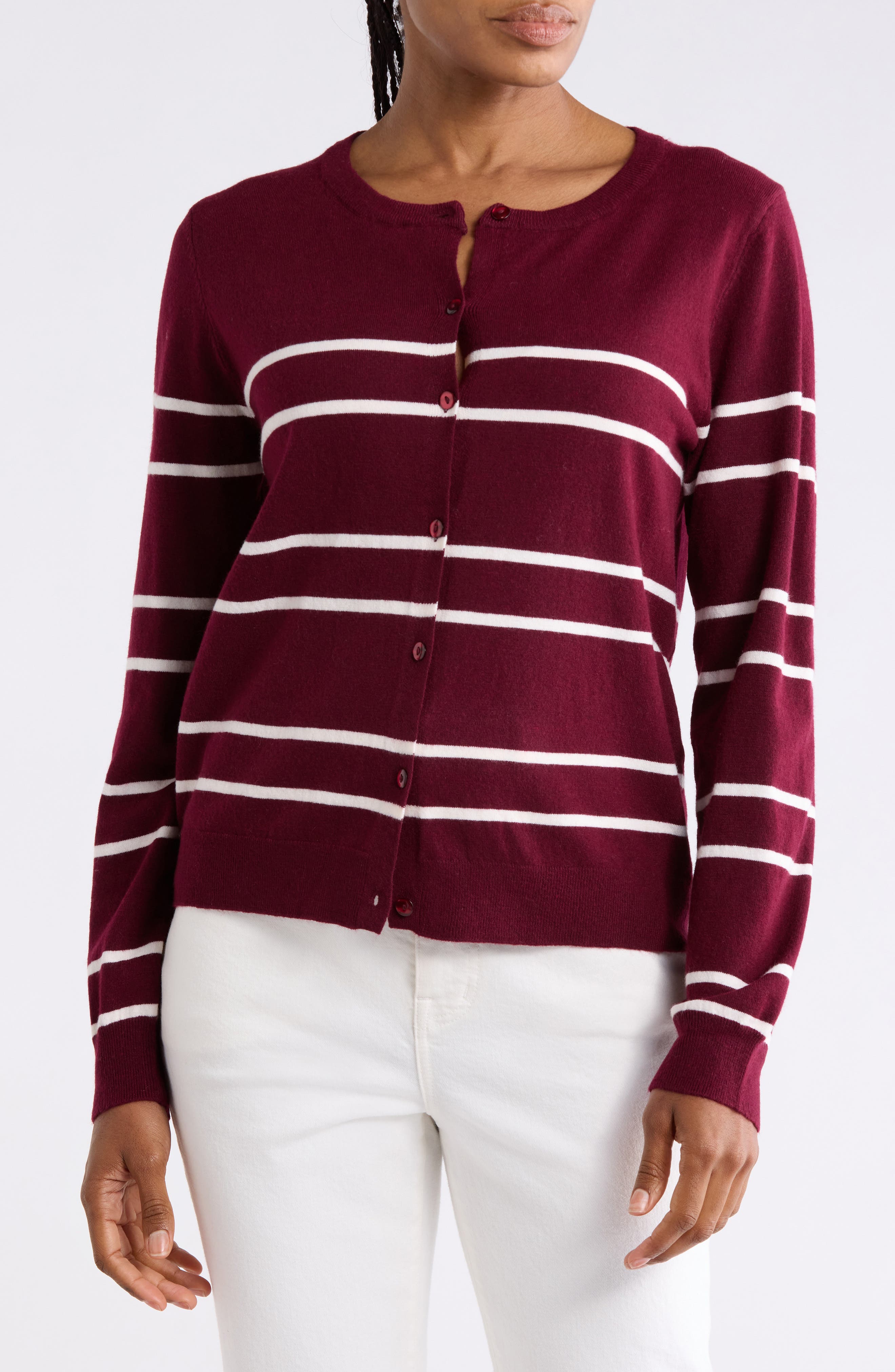 Buttoned Striped Cardigan