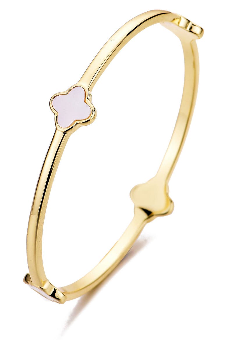 Mother of Pearl Clover Station Bangle, Main, color, GOLD