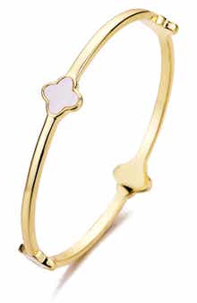 Adornia Mother of Pearl Clover Station Bangle