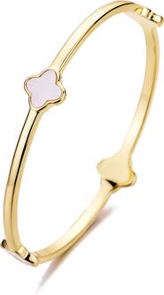 Adornia Mother of Pearl Clover Station Bangle