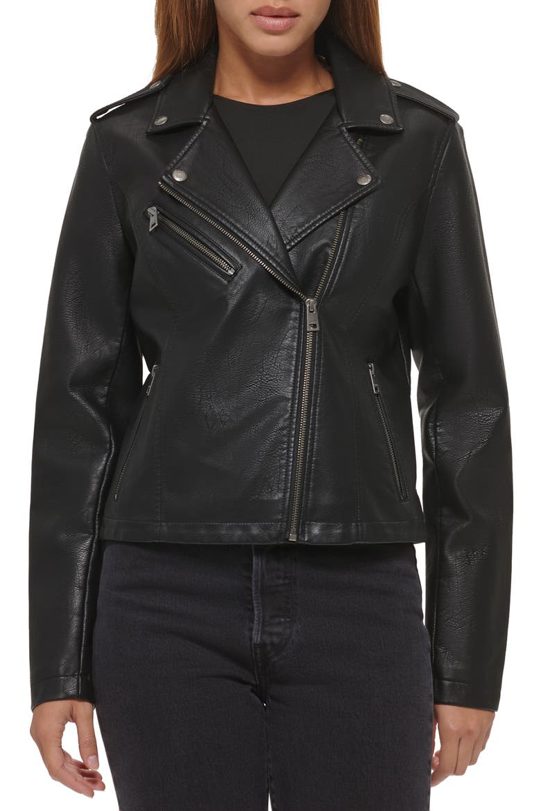 Levi's® Faux Leather Moto Jacket, Main, color, BLACK