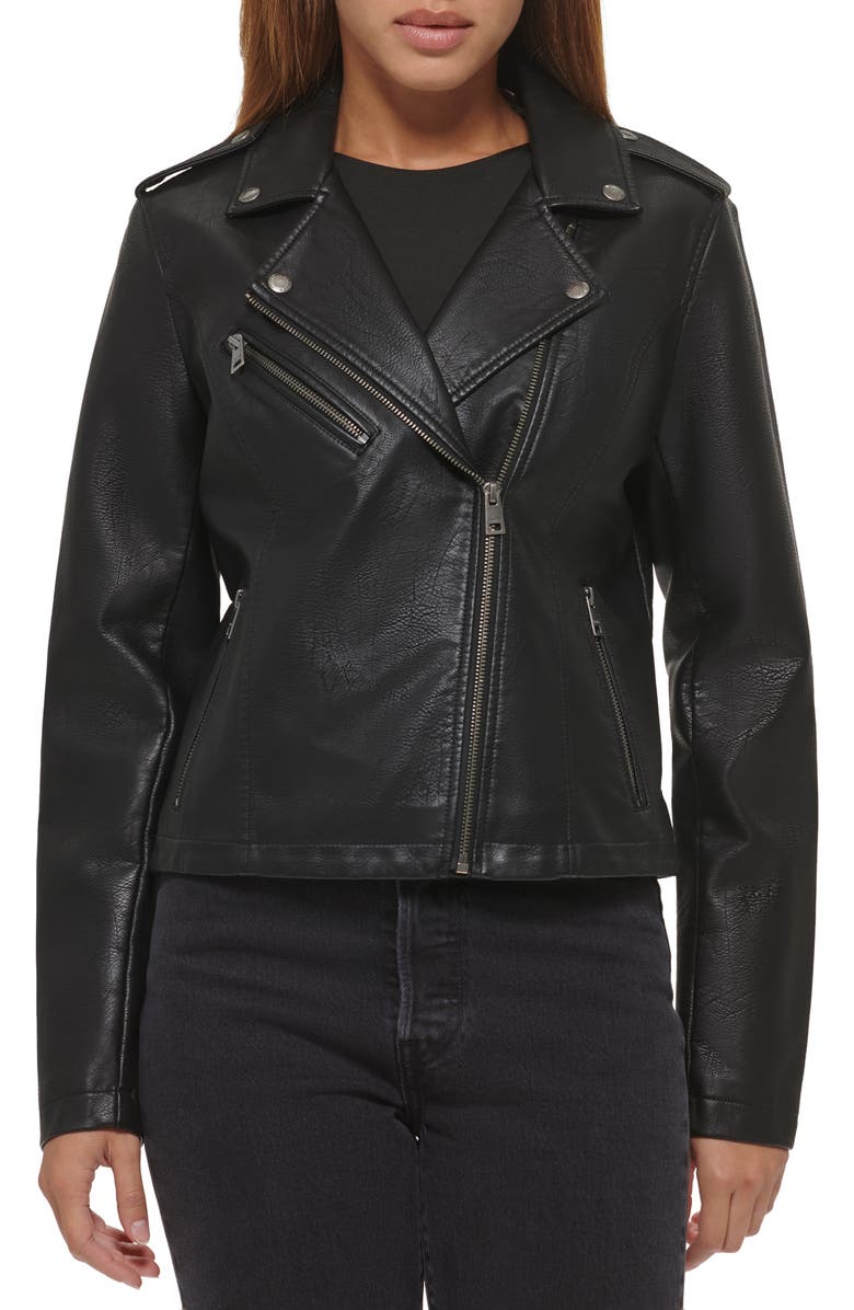 Levi's<sup>®</sup> Faux Leather Moto Jacket, Main, color, Black