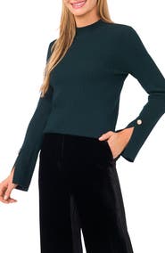 Ted Baker Mock Neck Split Cuff Ribbed Sweater