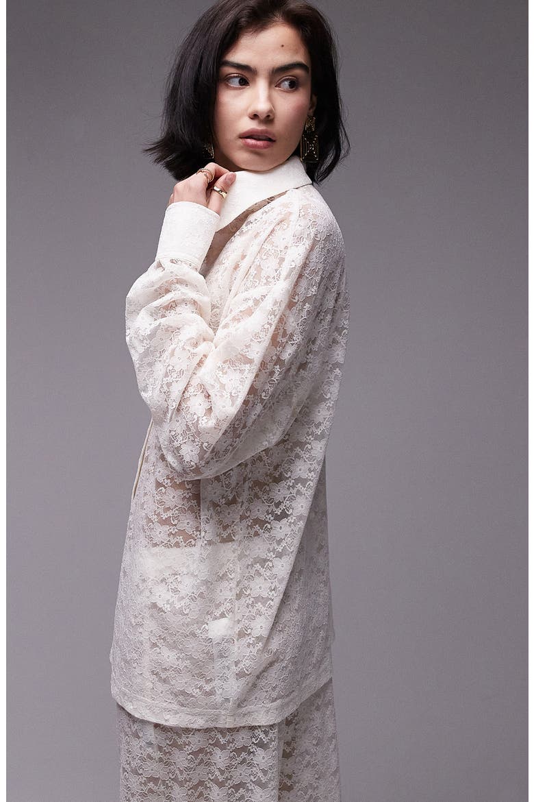 Oversize Lace Shirt, Alternate, color, CREAM
