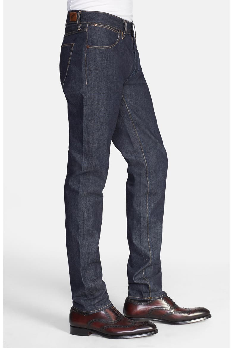 Slim Fit Raw Denim Jeans, Alternate, color, INDIGO