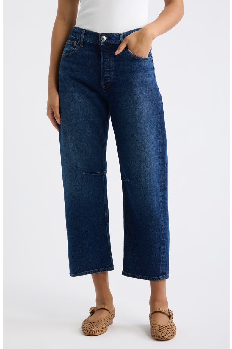 The Short Darted Barrel Leg Jeans, Main, color, MIDNIGHT STONE WASH