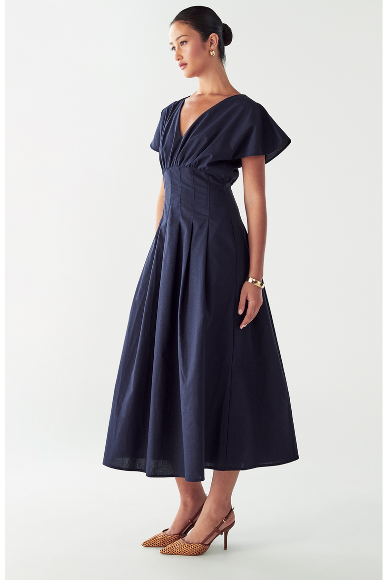 June Midi Dress, Alternate, color, Navy Blue