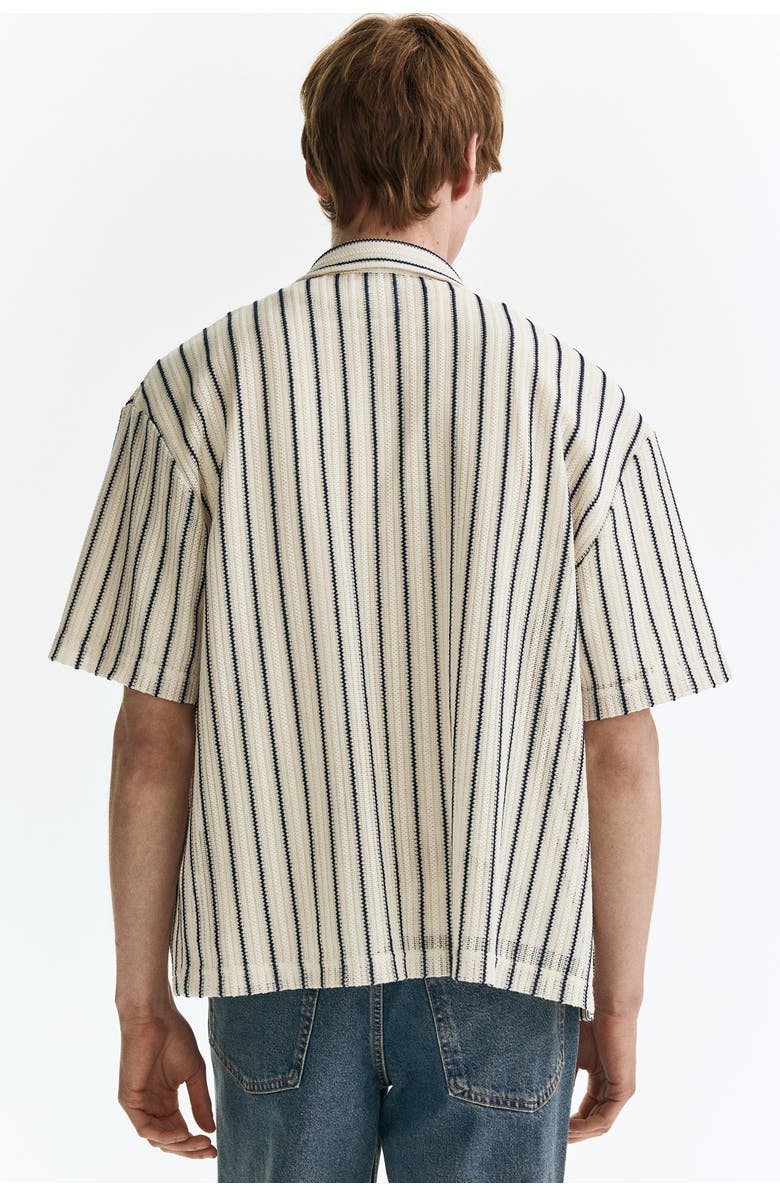 H&M Regular Fit Textured-knit Shirt, Alternate, color, White/Striped