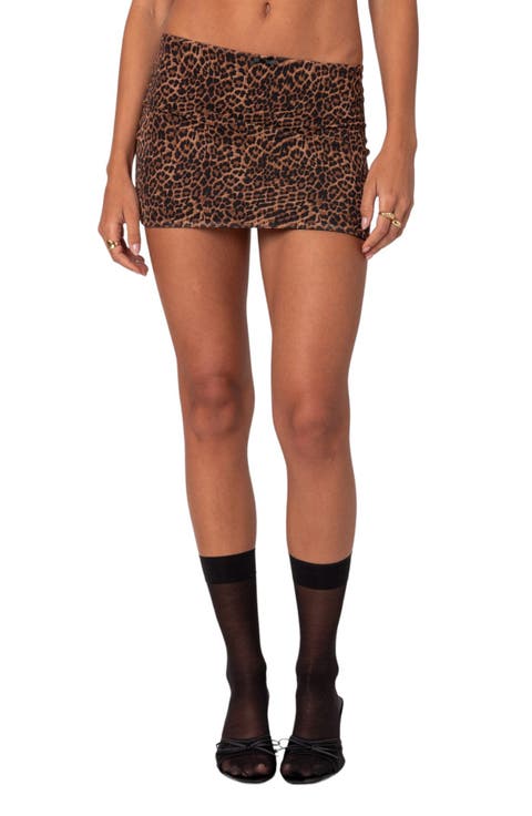 Edin Leopard Print Mesh Miniskirt
