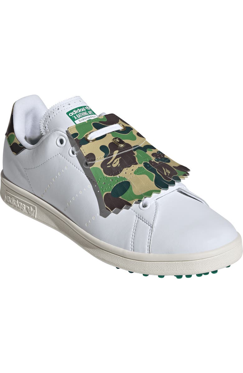 adidas Stan Smith x BAPE Golf Shoe, Main, color, White/ White/ Green