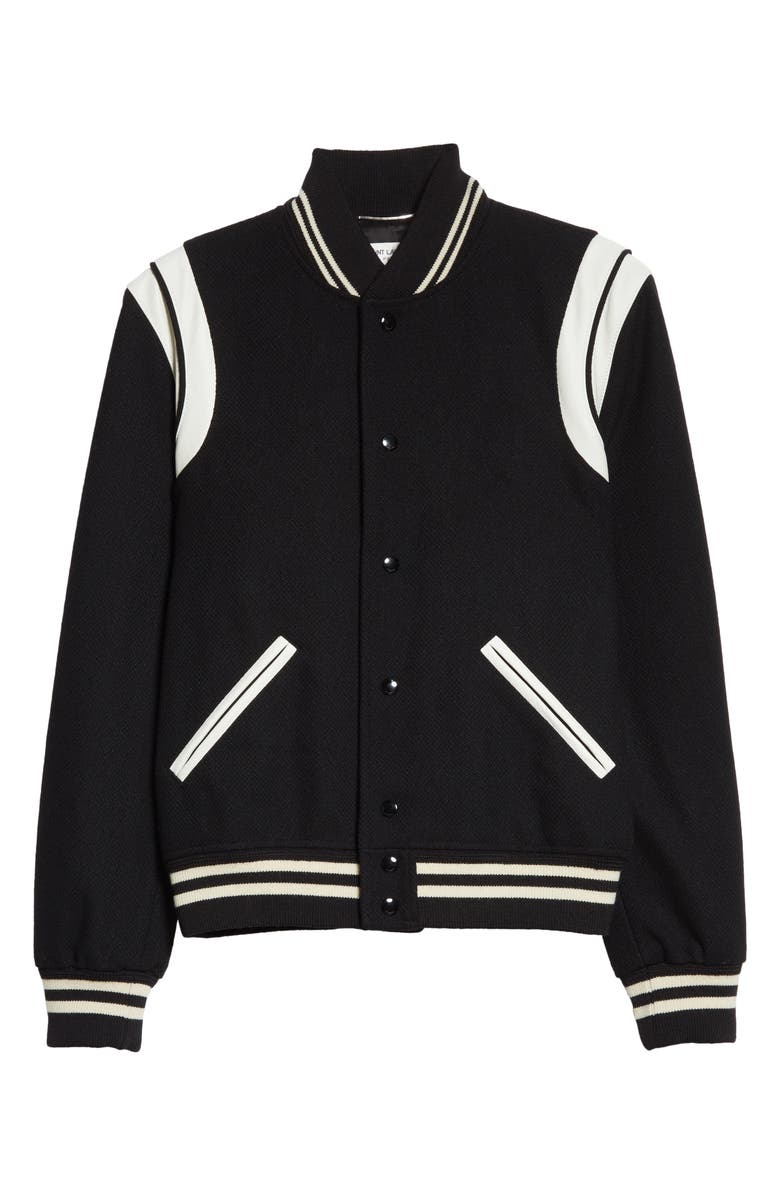 Saint Laurent Wool Blend Bomber Jacket, Alternate, color,