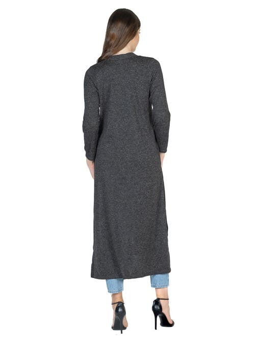 24seven Comfort Apparel Womens Long Duster Open Front Knit Cardigan In Gray