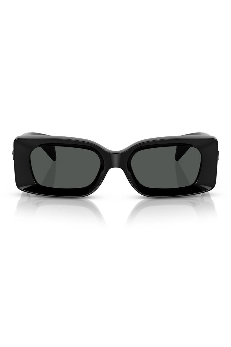 52mm Rectangular Sunglasses, Main, color, BLACK