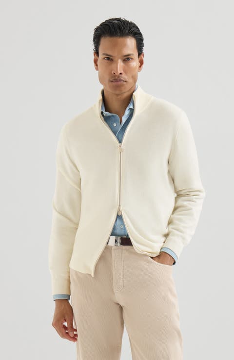Cashmere high-neck cardigan with zipper