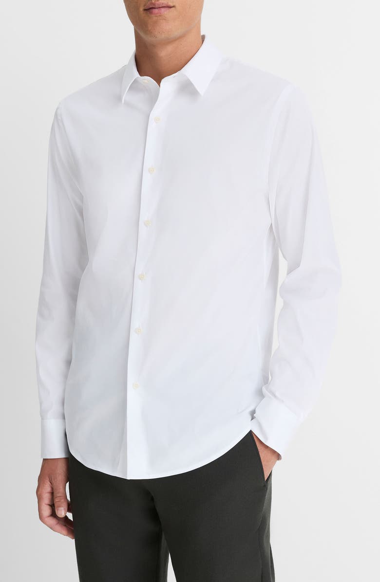Vince Stretch Cotton Blend Button-Up Shirt, Alternate, color, White