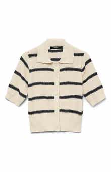 VERO MODA Cherry Stripe Short Sleeve Polo Cardigan