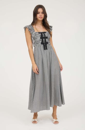 Bow Trim Midi Dress