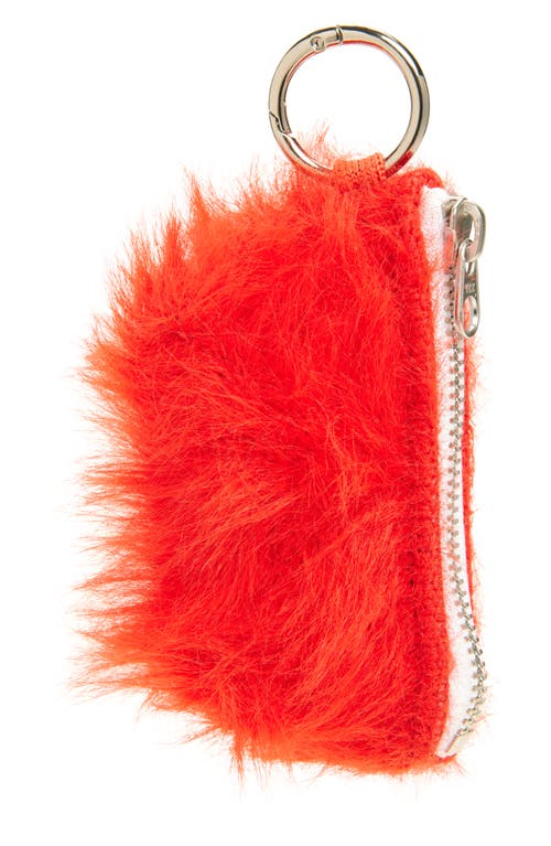 Verloop Faux Fur Pouch Bag Charm In Red