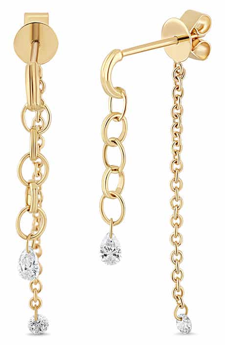 Audrey 18k Gold Diamond Drop Earrings